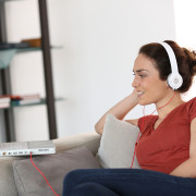 a woman learning a language online